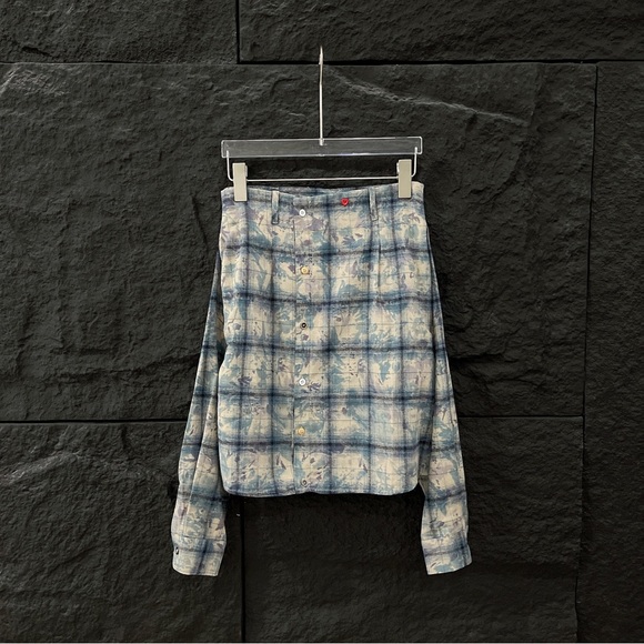 Acne Studios Tops - Acne Studios Blue and White Gradient Check Bandeau Blouse